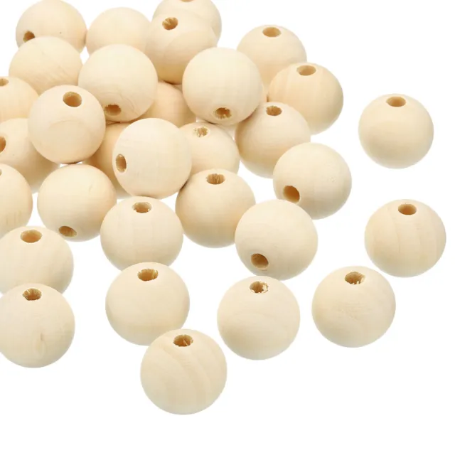25mm Natural Wood Beads, 80 Pack Unfinished Wooden Beads Round Loose Beads