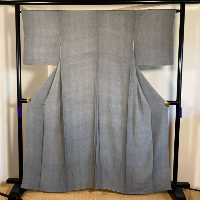 K3011152 Japanese Kimono Silk Same Komon Gray