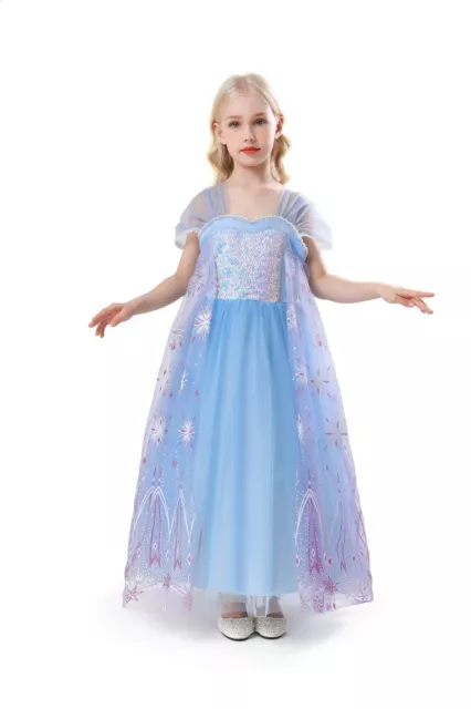 ELSA & ANNA® Girl Fancy Dress Snow Queen Princess Dress Halloween Costume EL2107