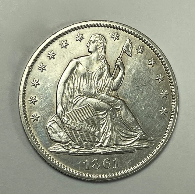 1861 Seated Liberty Half  - AU/BU Nice #068