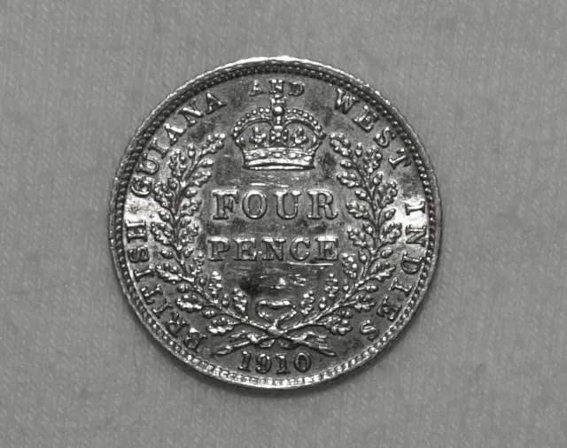 Silber/Silver British Guyana/Britisch Guiana Edward VII, 1910, 4 Pence UNC 2