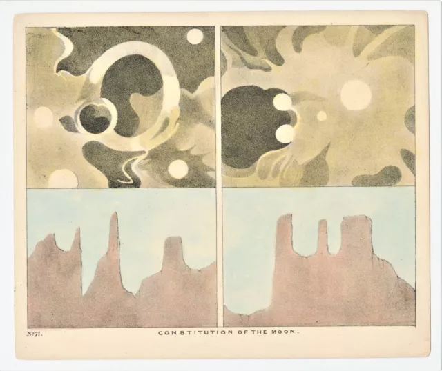 Antique Print "The Constitution of the Moon (N.77)" C. F. Blunt-D. Bogue, 1845