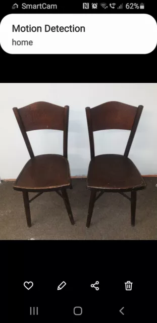 Pair of Antique Fischel Bentwood Crocodile Effect Bistro Chairs. 1920s/1940s