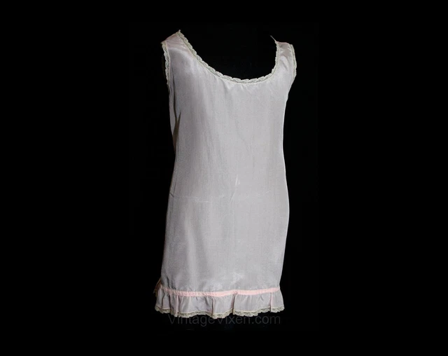 20s Baby Flapper Girl's Slip - 1920s 30s Pink Crepe Toddler Chemise - 18 Months