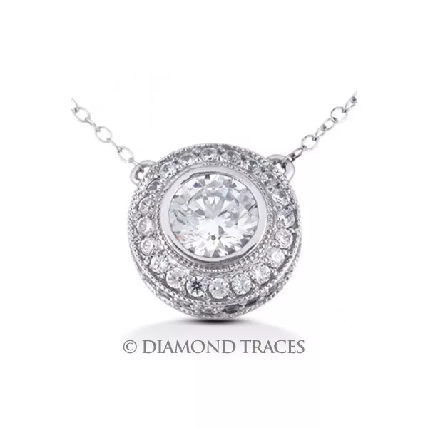 2,07 ct G-SI3 VG diamants ronds authentiques ensemble de lunettes en or 14 carats pendentif halo fin 13 mm 2