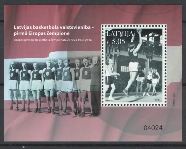 Lettland(Latvia,Lettonie) 2023 Basketball Europameister 1935 ,Block ,Postfrich**