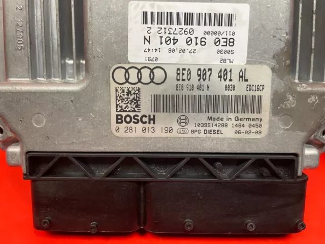 Audi A4 B7 3.0 Tdi 233Cv Kit Demarrage Calculateur 8E0907401Al 0281013190 2