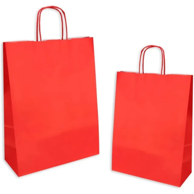 25 PZ Busta Shopper carta colore ROSSO 36x12x40 cm 1A33