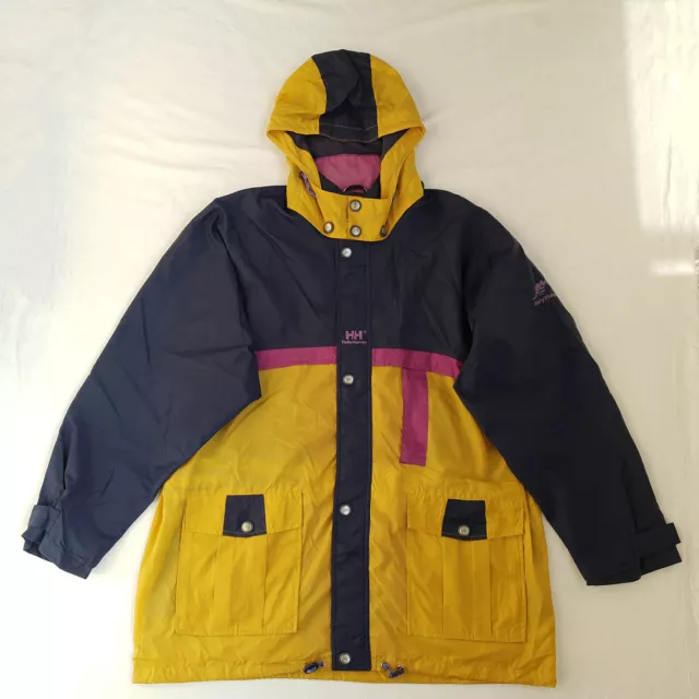 Helly Hansen Mens Vintage Jacket Size L XL Rain Coat Windbreaker Colour Block