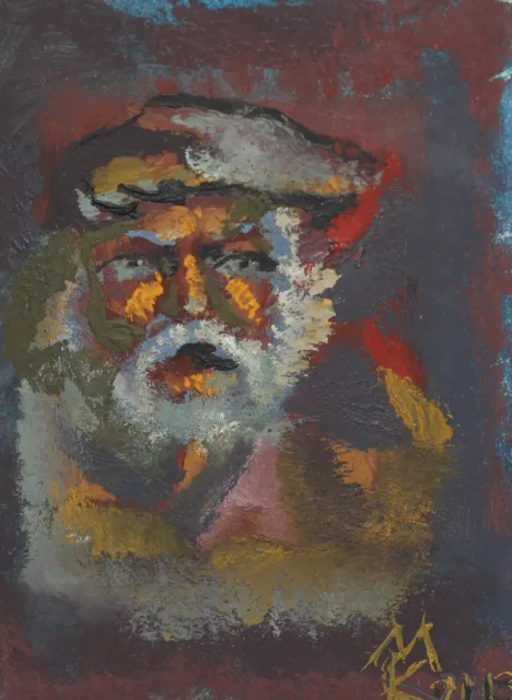 2013 expressionist gouache painting old man portrait