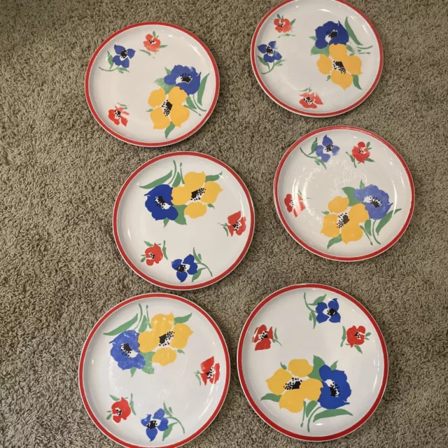 6 Block Hearthstone  Vista Alegre Portugal Dinner Plates Colorful Flowers