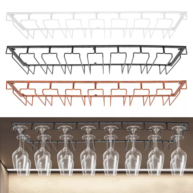Metal 16 Wine Glass Rack Holder Wall-Mounted Cup Holder Hanging Storage Shelf
