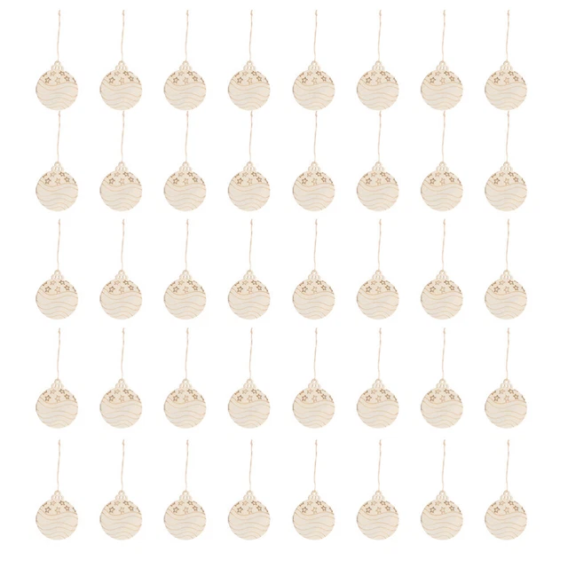 40 Pcs Weihnachtsschmuck Aus Holz Weihnachtsanhänger Aus Holz Waffel
