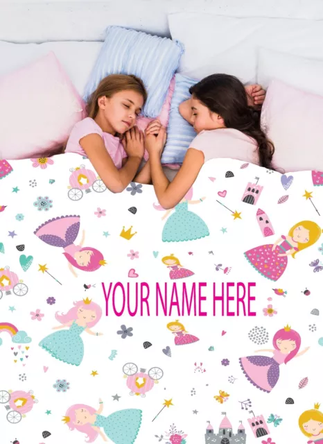 Personalized Blanket for Girls Custom Princess Fleece Throw Pink Kids Throw Baby