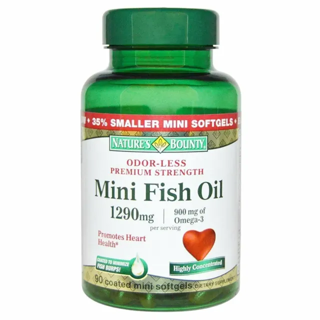 Nature's Bounty Mini Fish Oil 1290mg Omega 3 900mg Heart Health 90ct, Ex 08/2026