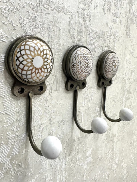 Ceramic Coat Hook Hanger Key Robe Hanging Towel Hat Hooks Rack Handpainted