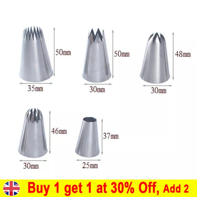 5X Large Size Icing Piping Nozzles Tips Pastry Cake Sugarcraft Decorating Set CO