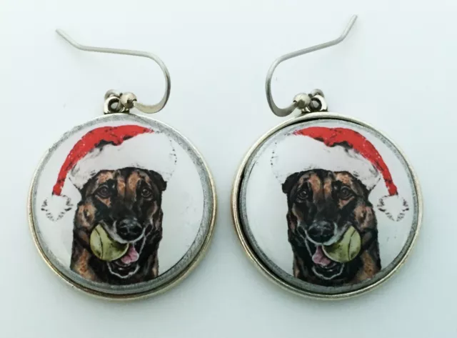 Santa Belgian Malinois Dog Breed Christmas Earrings