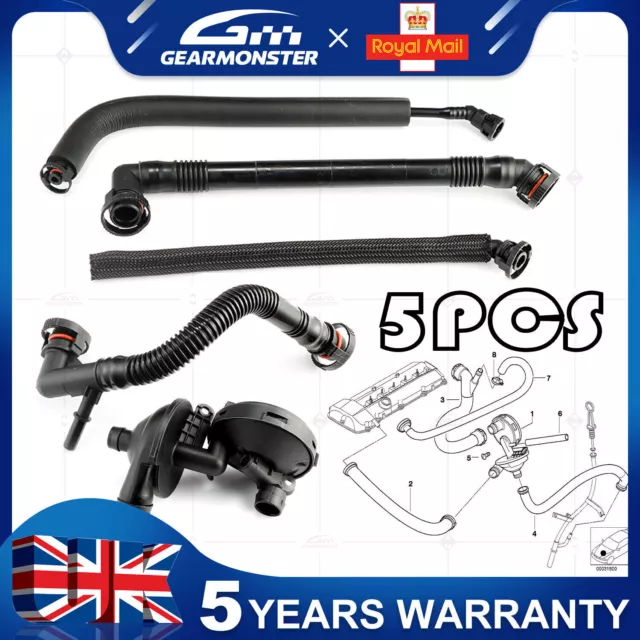 For BMW E46 5 SERIES PCV Valve Positive Crankcase Vent Valve Breather Hose Set