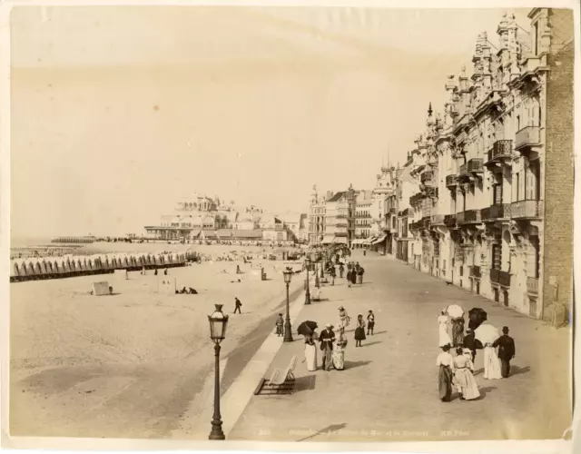 Belgique, Ostende, la digue de mer et le Kursaal  Vintage albumin print,  Tira