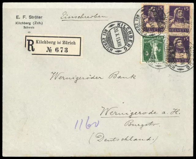 1915, Schweiz, 120 (3) u.a., Brief - 2800142