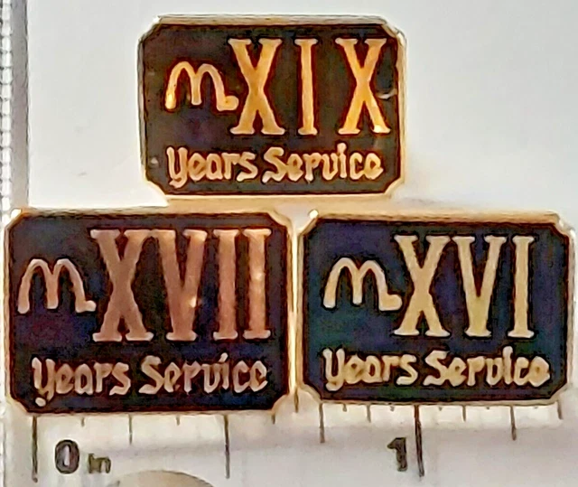 McDonald's XIX/XVII/XVI Years Service  Lapel Pins (031923)