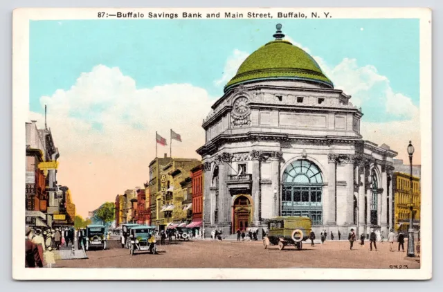 c1915-20s~Buffalo New York NY~Main Street~Neoclassical Savings Bank~VTG Postcard