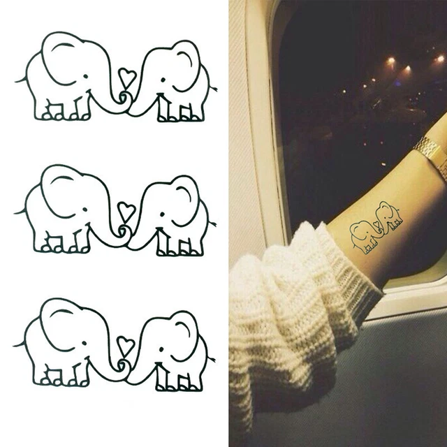 Pegatinas de arte corporal extraíbles impermeables tatuajes temporales de elefante ZR