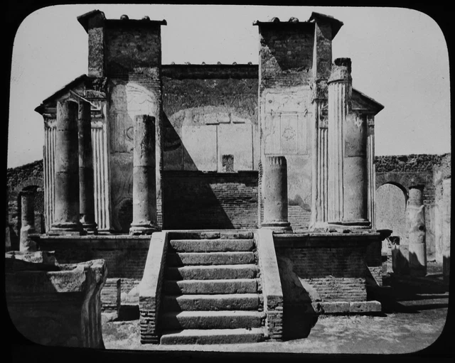 ANTIQUE Magic Lantern Slide TEMPLE OF ISIS POMPEII C1900 PHOTO ITALY