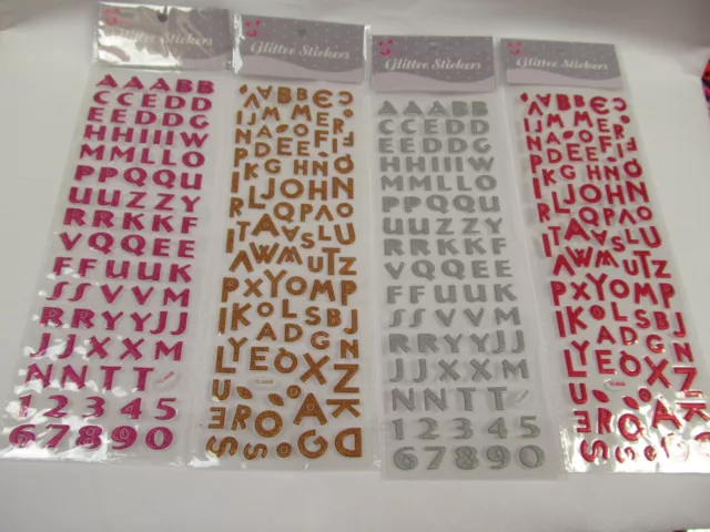 1x SHEET LETTERS ALPHABET GLITTER PUFFY 3D STYLE STICKERS CRAFT PEELOFF 27cmx9cm