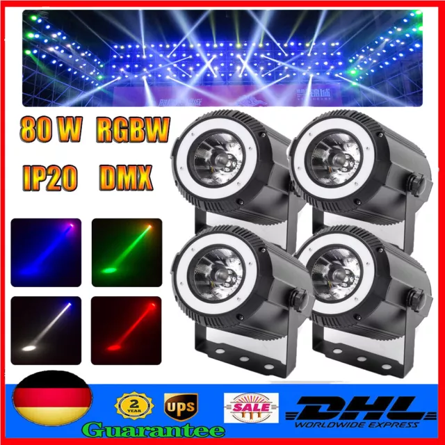 4X 80W Pin Spot Punktstrahler RGBW LED Par Strahler Beam Effekt DMX Partylicht
