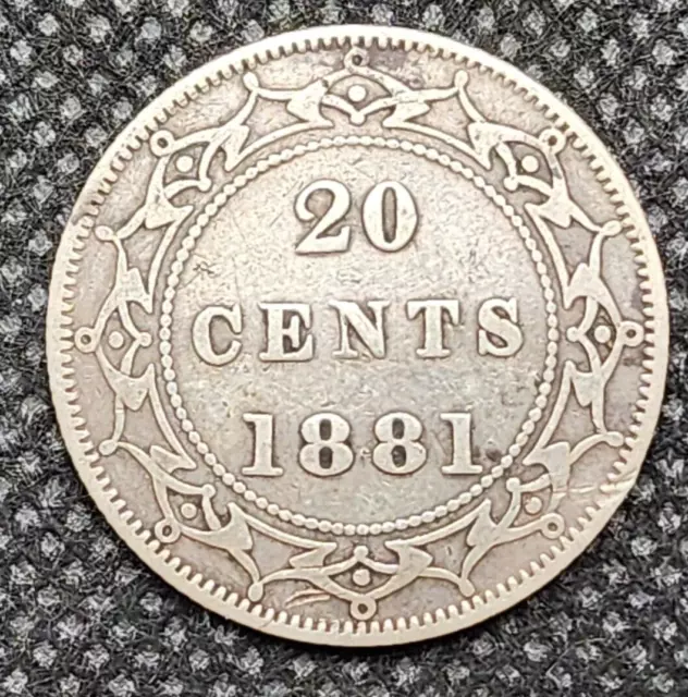 1881 Canada Newfoundland 20 Twnety Cents Silver Coin - KM# 4 - Fine - # 28210