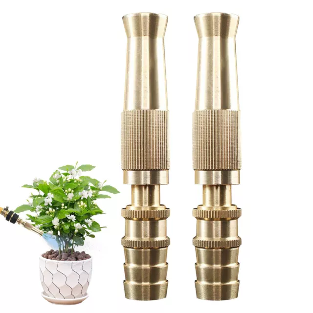NEW Solid Brass Garden Spray Nozzle 8cm Adjustable Twist Water Hose 2 PACK