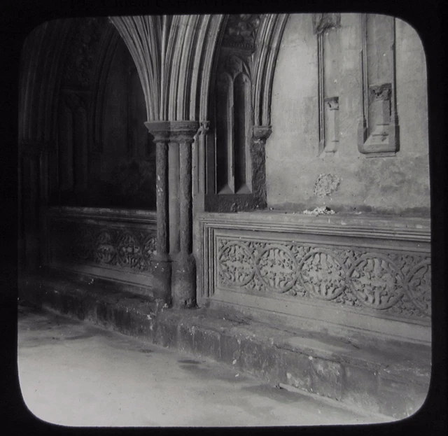 Glass Magic Lantern Slide NORWICH CATHEDRAL NO1 CLOISTER LAVATORIES C1900 PHOTO