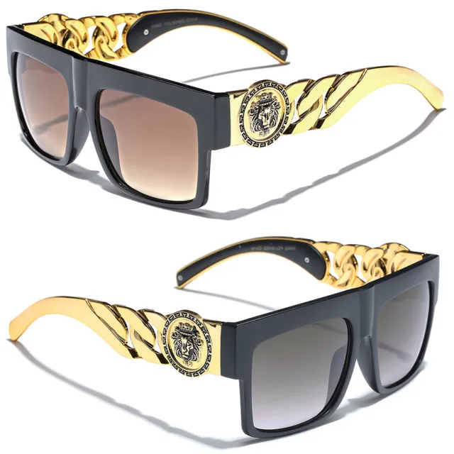 Oversize Gold Chain Kleo Lion Head Medallion Sunglasses Women Men HipHop Glasses
