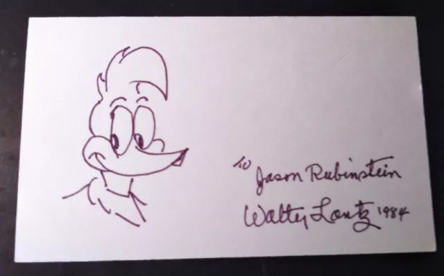 Original Hand Drawing Of Woody Woodpecker.  Signed By Walter Lantz. Lifetime Coa