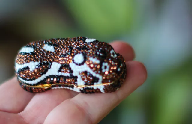 Judith Leiber Tiger Wildcat Sparkling Swarovski Crystal Pillbox Ring Box Trinket