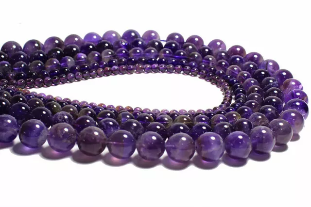 Lot De 90/60/46/36 Ou 30 Pièces Perles En Amethyste Naturelle 4/6/8/10/12 Mm 2