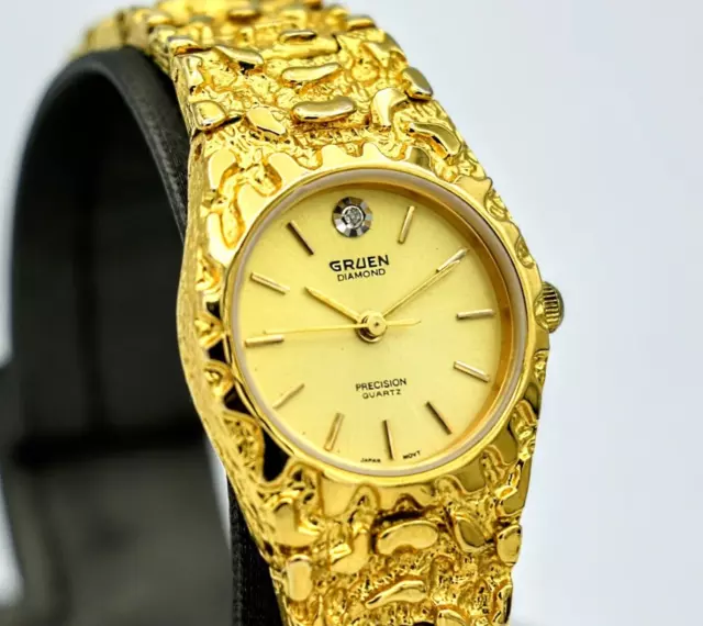 GRUEN Diamond Precision Ladies Quartz Watch - Original Nugget Design Wristwatch!