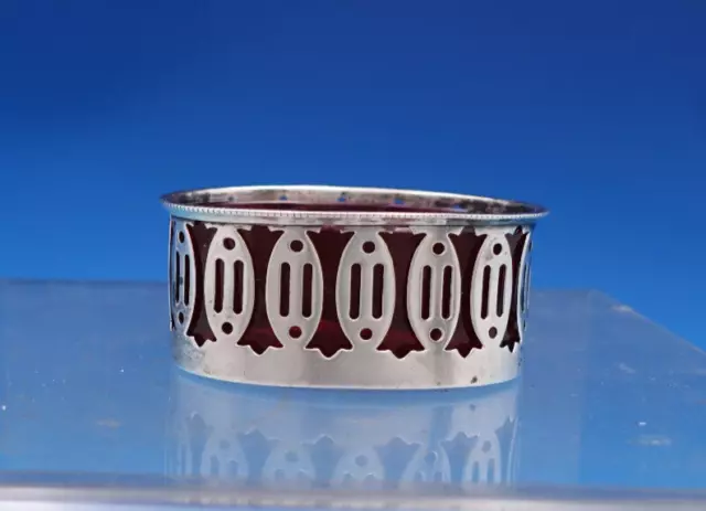 Roden Canadian Sterling Silver Salt Cellar with red glass liner 782 (#7438)