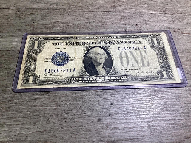 1928 A Misaligned-$1 Dollar Bill-“Funny Back”-Silver Certificate-7611