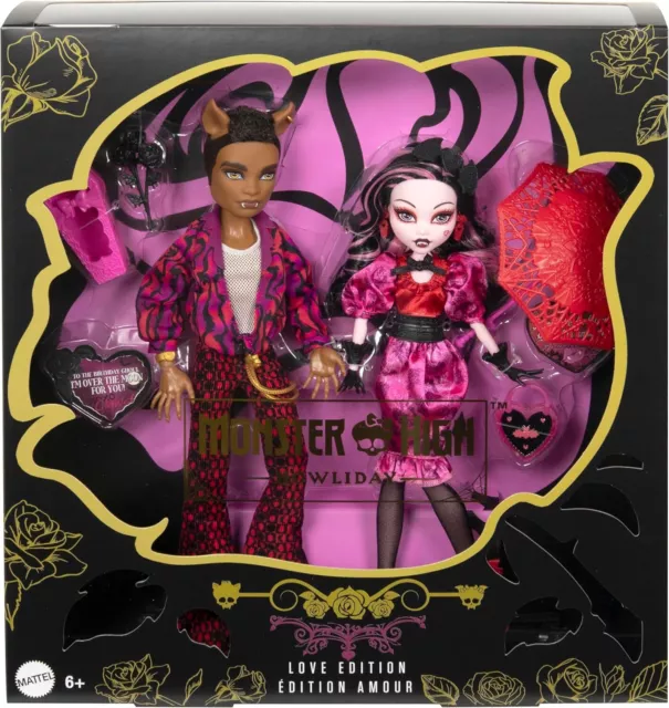 Monster High Dolls Draculaura & Clawd Wolf Howliday Love Ed Collector 2-Pack