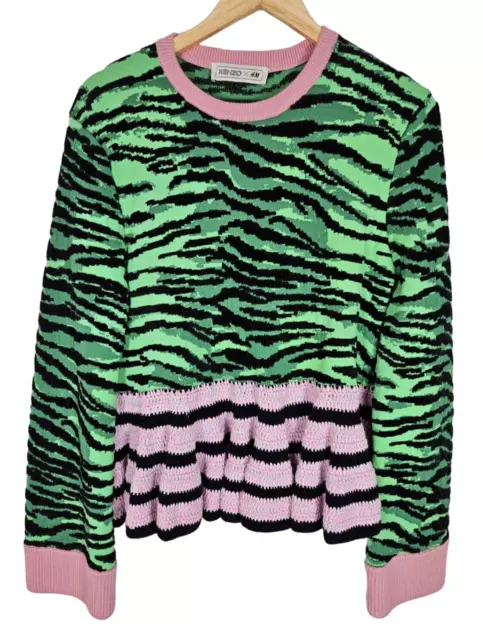 Kenzo X H&M Green Zebra Stripe Knit Sweater Size Medium