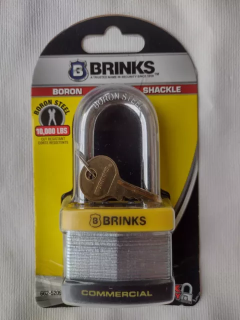 New Commercial Brinks Padlock 10,000 Lb Cut Resistant 3,700 Lb Pry Resistant