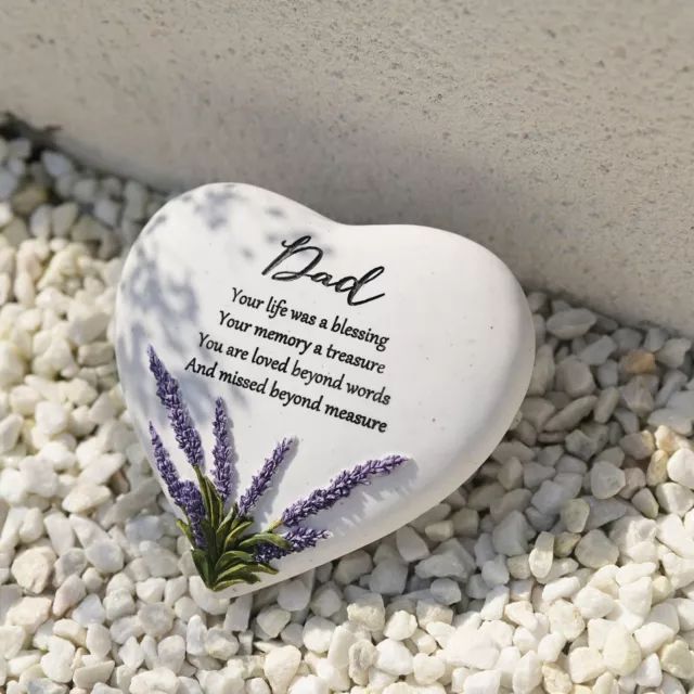Targa commemorativa cuore pietra lavanda lato tomba papà, tributo ornamento tomba, regalo
