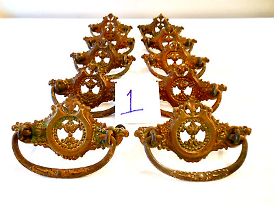 Antique TEN (10) Victorian Drawer Drop Bail Pull Handles Brass /Bronze  w/screws