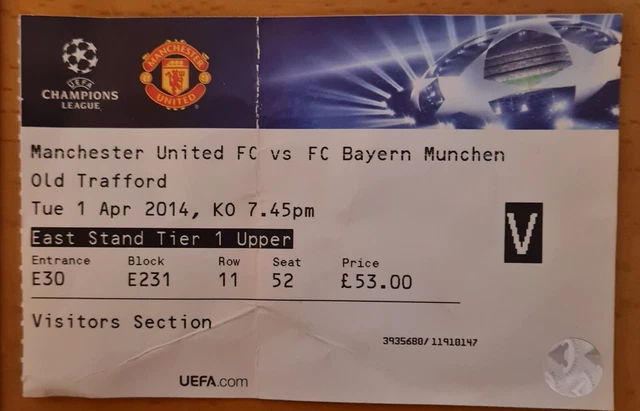 Biglietto da collezione usato CL 2014 Manchester United - FC Bayern Monaco
