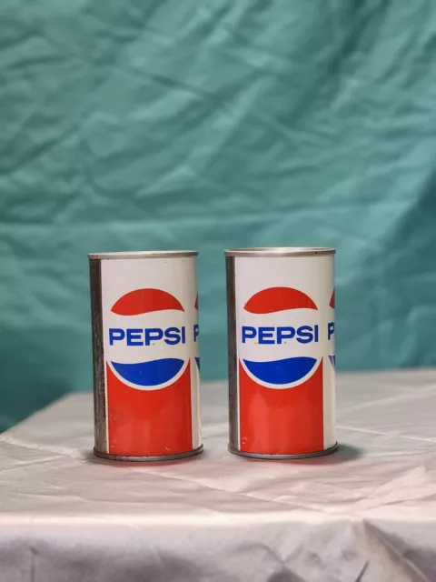 Vintage , 1970'S  ERA STEEL PEPSI CANS  PULL TAB TYPE  12 FL OZ  EMPTY Set Of 2