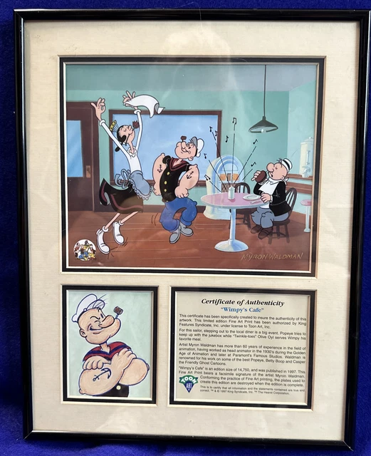 Popeye Wimpy's Cafe Fine Art Print Myron Waldman Limited Edition Popeye Wimpy's Cafe Fine Art Print Myron Waldman Limited Edition