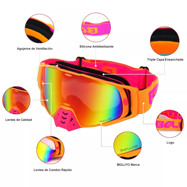 Gafas de Motocross Motocicleta Anteojos Motor Antipolvo Lentes ATV MTB Off-Road 3